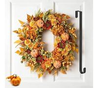 Autumn Wreath, 2026 New Fall Wreaths for Front Door, Artificial Fall Hydrangea Pumpkin Wreath, Halloween Decorations, Indoor Outdoor Wall Window Party Wedding Decor (Hortensie Kürbis,45cm)