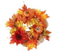Autumn Wreath 40 Cm With Realistic Sunflowers Made Of Plastic, Rattan And Silk, Artificial Autumn Decoration For Front Door, Wall Or Window, Weatherproof And Easy To Care