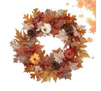 Autumn Wreath - 50cm Pumpkin Berry Autumn Door Decoration Harvest Season Ornament | Artificial Thanksgiving with Hooks for Front Door, Wall, Window, Garden, Home