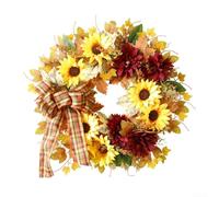Autumn Wreath 50cm with Sunflowers and Leaves for Fall Seasonal Decor Perfect for Door Wall For Thanksgiving Halloween