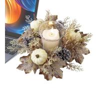 Autumn Wreath - Fall Candle Garland Ring Decor, Autumn Table Decorations, Realistic Harvest Leaf Garland For Thanksgiving, Indoor Seasonal Centrepiece Decoration, Autumns Candle Garlands For Events