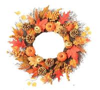 Autumn Wreath Fall Wreaths for Front Door Large Autumn Pumpkin Wreath Decorations 60cm/23.62inch Farmhouse Seasonal Hanger Decor with Maples