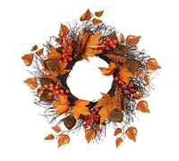 Autumn Wreath for Front Door, 45cm Autumn Door Wreath with Artificial Maple Leaf Berries Autumn Decorations, Door Wreaths Outdoor All Year for Fall Harvest Thanksgiving Halloween Home Decor