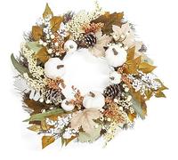 Autumn Wreath for Front Door, 45cm Autumn Door Wreath with Artificial Pumbkin Autumn Decorations, Door Wreaths Outdoor All Year for Fall Harvest Thanksgiving Halloween Home Decor (B)