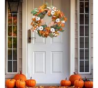 Autumn Wreath for Front Door, 50cm/20In Halloween Wreath, Autumn Decorations with Pumpkins & Pine Cones & Berries and Maple Leaves, Artificial Wreath Garland for Harvest Festival