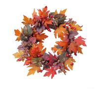 Autumn Wreath Front Door 19.6inch/50cm, Hanging Indoor Outdoor Fall Wreath W/Leaves Berries Harvest For Thanksgiving Harvest Festival Autumn Home Decor