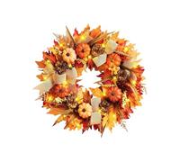 Autumn Wreath Front Door - 45cm Artificial Autumn Wreath Decorations With Pumpkins, Maple Leaves, Pine Cones, And Berries | Outdoor Ornaments For Thanksgiving Halloween Christmas