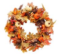 Autumn Wreath Front Door 50cm/20in, Thanksgiving Fall Wreath Artificial Garland for Harvest Festival, Halloween Decorations, Autumn Home Decoration Christmas Decorations Uk Decorations