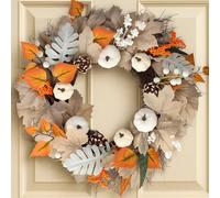 Autumn Wreath Front Door 50cm/20in, Thanksgiving Fall Wreath Artificial Wreath Garland for Harvest Festival, Halloween Decorations, Autumn Home Decoration