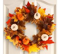 Autumn Wreath Front Door 50cm/20in, Thanksgiving Fall Wreath Artificial Wreath Garland for Harvest Festival, Halloween Decorations, Autumn Home Decoration