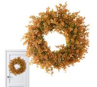 Autumn Wreath Front Door - ABS 40 x 40 x 5 cm | Large Artificial Boxwood Leaf Wreath | Farmhouse Harvest Festival and Thanksgiving Door Decoration for and the House Entrance