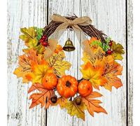 Autumn Wreath Front Door: PRITOK Autumn Door Wreaths, Autumn Hanging Garland, Artificial Fall Maple Leaf Garland, Maple Leaf Lights for for Halloween, Thanksgiving, Autumn Harvest, Christmas 30cm