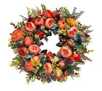 Autumn Wreath Front Door Wreath Artificial Wreath Christmas Door Front Rattan Garland with Pumpkin Berries Pine Cone Maple Leaves for Home Wedding Fireplace Party Thanksgiving Decor
