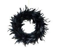 Autumn Wreath Halloween Front Door Wreaths with Black Feathers Hanging Indoor Outdoor, Fall Wreath for Thanksgiving Fireplace Farmhouse Wall Halloween Decorations