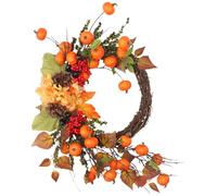 Autumn Wreath - Large Fall Wreath with Pumpkins, Pine Cones, Maple Leaves & Berries - Seasonal Pumpkin Home Decor for Outdoors - Autumn Decorations for Halloween Hanger Front Door Halloween