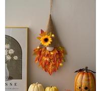 Autumn Wreath, Maple Gnome Autumn Wreaths for Front Door Fall Maple Door Wreath for Halloween Thanksgiving Harvest Farmhouse Room Home Decor (02)