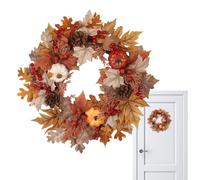 Autumn Wreath, Maple Leaves Harvest Wreath for Front Door, 50 cm Seasonal Decorative Element Art Decoration for Farmhouse, Apartment, Hotel, Garden