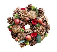 Autumn Wreath Natural Pine Cone Front Door Wreath with Faux Acorns 10"