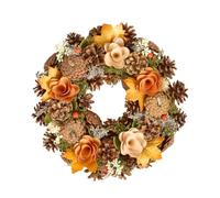 Autumn Wreath Orange Falled Leaves Large Front Door Wall Hanging Fall Thanksgiving Halloween Garland Ornament Home Decoration