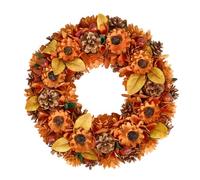 Autumn Wreath Orange Large Front Door Wall Hanging Garland Ornament