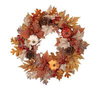 Autumn Wreath, Pumpkin Berry Front Door Garland, 20 inch Rustic Fall Decoration, Interactive Hook Included to Hanging, for Outdoor Fence Window Wall Garden Indoor Home Hotel Display 19.69 inches