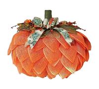 Autumn Wreath Pumpkin with Bows and Berries 40cm Pumpkin Garland for Front Door Docorations Burlap Pumpkin Decor for Fall Halloween Christmas Thanksgiving Wall Home Decoration