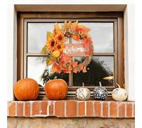 Autumn Wreath - Sunflower Pumpkin Maple Thanksgiving Decor | Thanksgiving Wreath | Fall Door Wreâth For Homeowners Holiday Decorators Apartment Coffee Shop Front Door Wall Window Mantel