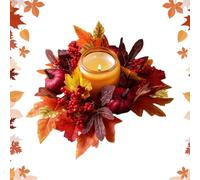 Autumn Wreaths for Candles, Decoration Wreath Candle Pillar | Maple Leaf Garland Pumpkins Harvest Berries - for Thanksgiving Halloween Wedding Table Centerpiece Autumn Wardrobe