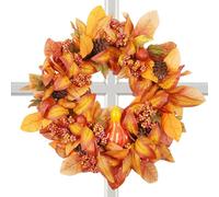 Autumn Wreaths for Front Door - 20 Inch Artificial Pumpkin Berry Maple Wreath Decor - Autumn Decoration for Harvest Festival Front Door Mantel Fireplace Wall Window Entrance Porch Apartment Office Cof