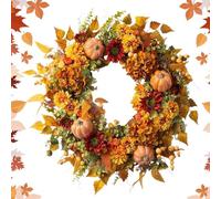 Autumn Wreaths for Front Door,Pumpkin Outdoor Fall Wreath for Thanksgiving - Realistic Thanksgiving Decorations for Home Halloween Farmhouse Fireplace Living Room Bedroom Patio Garden