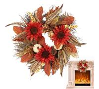 Autumn Wreaths for Front Door - Wall Decoration Wreath Pumpkin Flowers | Artificial Ornaments for Thanksgiving All Saints Indoor Outdoor Apartment