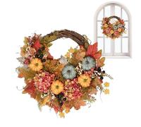 Autumn Wreaths for the Front Door, 50 cm Artificial Decoration for Thanksgiving, Autumn Decorations in Wreath Shape, for Home Entrance and Indoor and Outdoor Wall Window
