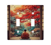 Autumn Zen Light Switch Cover Plates/Outlet Covers, Vibrant Red Maple Leaves for Home Décor, Thermoplastic Wall Plates, Standard Size Double Toggle