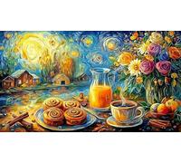 Autumnal-breakfast-with-cinnamon-rolls-and-roses Puzzle Game 1000 Piece Recycled Paper Impossible Hard Difficult Challenging for Women, Gifts for Men for Decompression 70x50/1000pcs