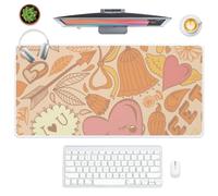 Autumnal Floral Doodles Desk Pad Computer Mouse Mat with Non-Slip Rubber Base Smooth Face Mouse Pad 80X40 CM Mousemat Desk Decor Accessories Office Gifts Mousepads for School Home Office Gaming
