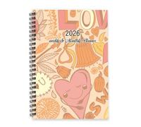 Autumnal Floral Doodles Diary 2026 A5 To Do List Notebook Journals 2026 Mens Planner Weekly Planner Diary for Teaching Assistant Week To View Monthly Year with Dotted Line Note Page Slim