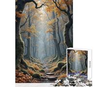 Autumnal Forest Path with Mossy Trees Jigsaw Puzzles 1000 Pieces for Adults Peaceful Calm Stress Relief Mindful Peaceful Leisure Game (50X75cm)