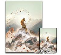 Autumnal Fox Jigsaw Puzzle 1000 Pieces Wooden Jigsaw Puzzles for Adults for Home Decor Ideal Christmas & New Year Gift for Teenagers 1000 PCS(75x50cm)