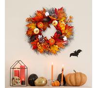 Autumnal Halloween Door Decorative Wreath Maple Pumpkin