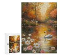 Autumnal Lake with Swans Puzzle 1000 Teile Schwer Puzzle Spielzeug Lernspiel Impossible Herausforderungsspielzeug Für Erwachsene Kinder 300 PCS