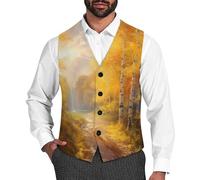 Autumnal Park Men's Suit Vest Formal Dress Waistcoat Vest Casual Business Vests for Suit Or Tuxedo M