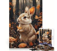 Autumnal Rabbit with Mushrooms 1000 Piece Jigsaws for Adults Puzzle Memory Training Easy Enjoyment Flawless Cut Ideal Xmas Gift (50x75cm)