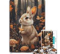Autumnal Rabbit with Mushrooms Jigsaw Puzzle for Adults, 500 PCS