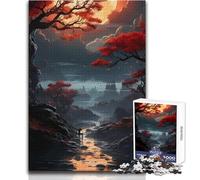Autumnal River Landscape with Distant City 1000 Pieces Puzzles for Adults Playful Learning Cognitive Activity for Joyful Surprises Size 38x52cm