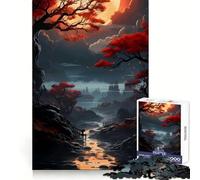 Autumnal River Landscape with Distant City Jigsaws 1000 Pieces for Teenagers Creative Think Easy Enjoyment Exact Edges Xmas Present (50x75cm)