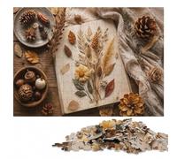 Autumnal Still Life with Dried Elements Jigsaw Puzzle, 1000 Pieces | For home use: Adult Puzzle - border-first or section-first building options during indoor leisure.