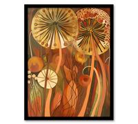 Autumnal Wildflower Garden Dandelions Painting Framed Art Print Artery8 Orange W12 inch x H16 inch