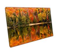 Autumnal Woodland Reflected In Canisbay Lake Algonquin Provincial Park Ontario Canada Wall Art Print On Canvas Picture For Home Office Decor 91x61cm (36x24In)