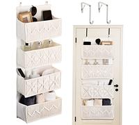 Autumnlife 4-Tier Over Door Hanging Organiser- Ivory Boho Macrame Hanging Storage Wall Storage for Nursery, Bathroom, Bedroom or Pantry, Ivory Boho Decor