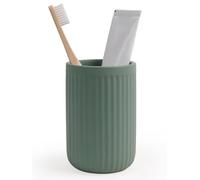 Autumnlife Ceramic Toothbrush Holder 12 oz, Matte Green | Bathroom Organiser for Toothbrushes, Toothpaste and Small Essentials - ideal for keeping your vanity counter tidy.